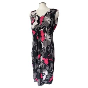 Tribal Black And Pink Floral Sleeveless Sheath Dress Size Large